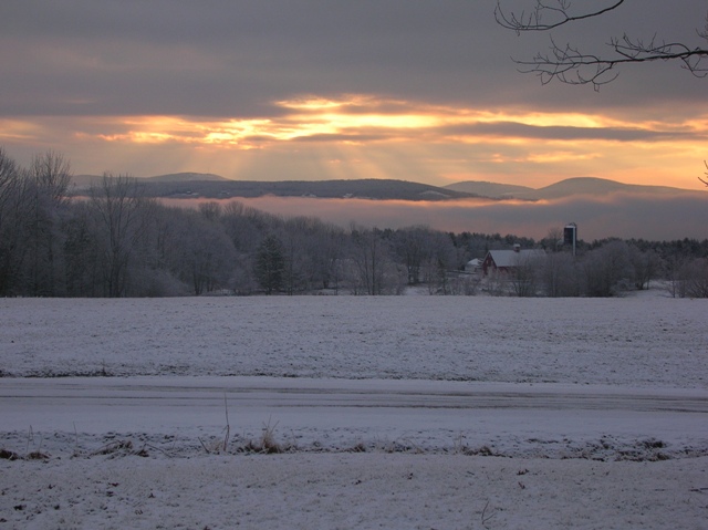 Foggy Snow sunrise